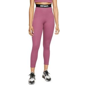 Nike Ribbed JDI Legging Cut Out in Mulberry Rose Size Medium